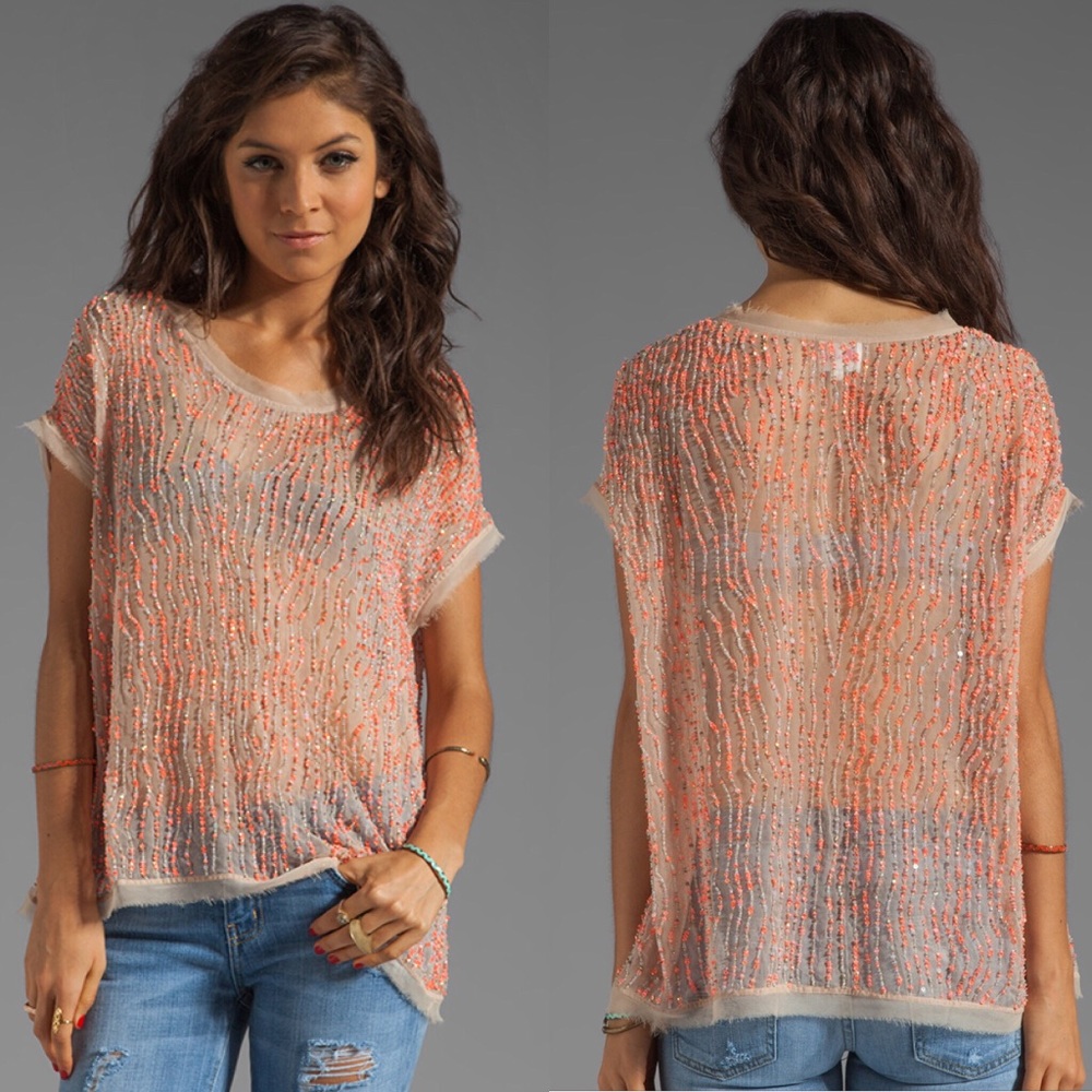P A R K E R : ”Rae” Beaded Silk Top